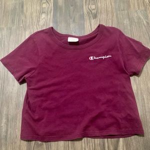 Maroon Champion short sleeve cropped tee size Medium
